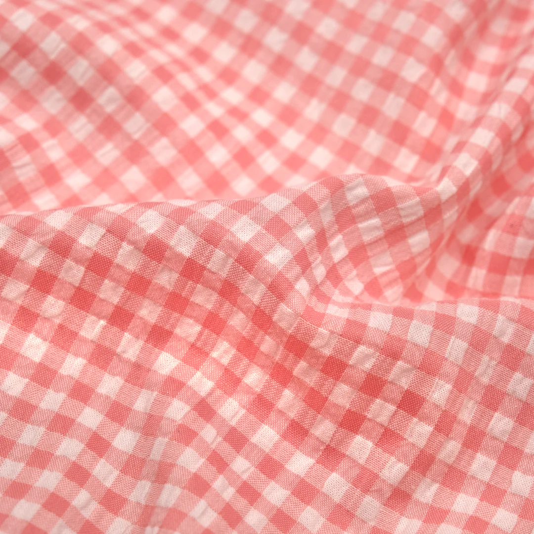 Macaron Mini Gingham Seersucker - Bubblegum