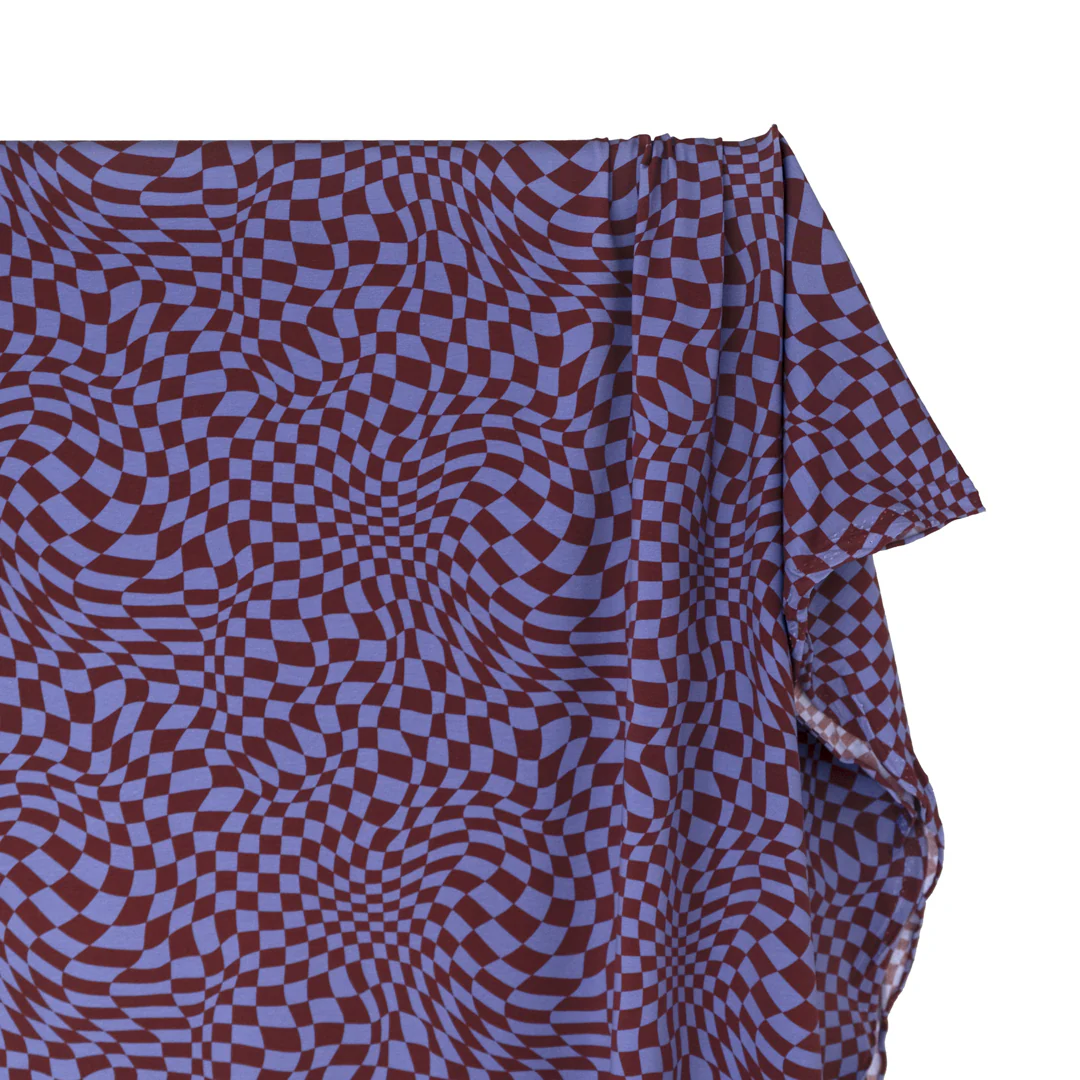 Magic Eye Organic Cotton Jersey - Bluebell/Burgundy - Image 4