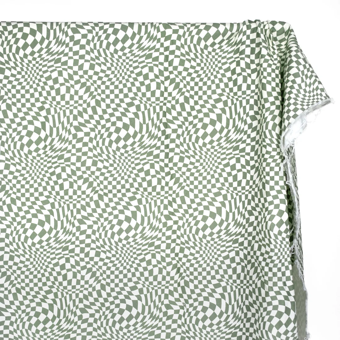 Magic Eye Printed Cotton Twill - Sage/Cream - Image 3