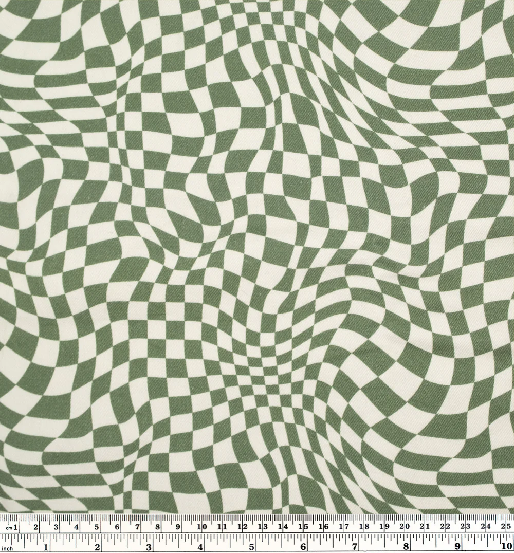 Magic Eye Printed Cotton Twill - Sage/Cream - Image 5
