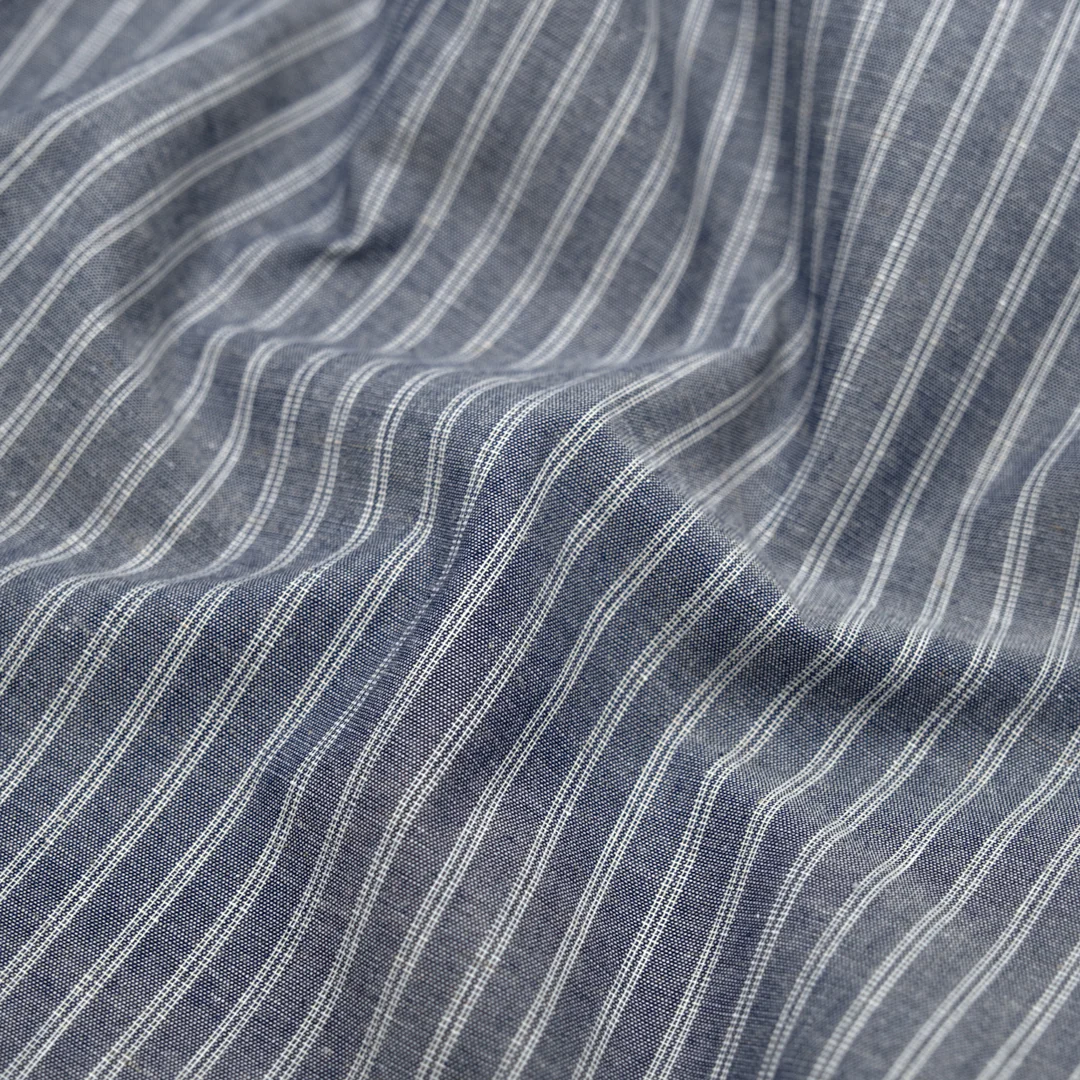 Marina Cotton Linen Chambray Shirting - Vintage Indigo