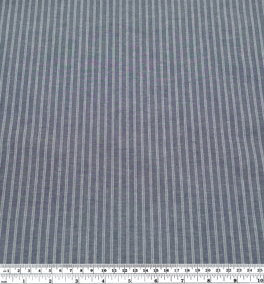 Marina Cotton Linen Chambray Shirting - Vintage Indigo - Image 3