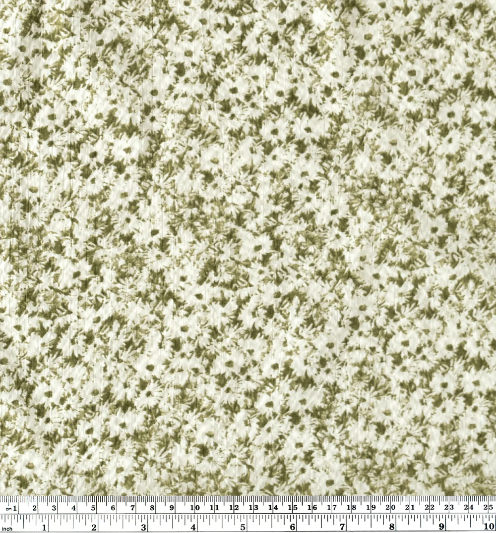 Meadow Crinkle Cotton - Olive/Ecru - Image 4