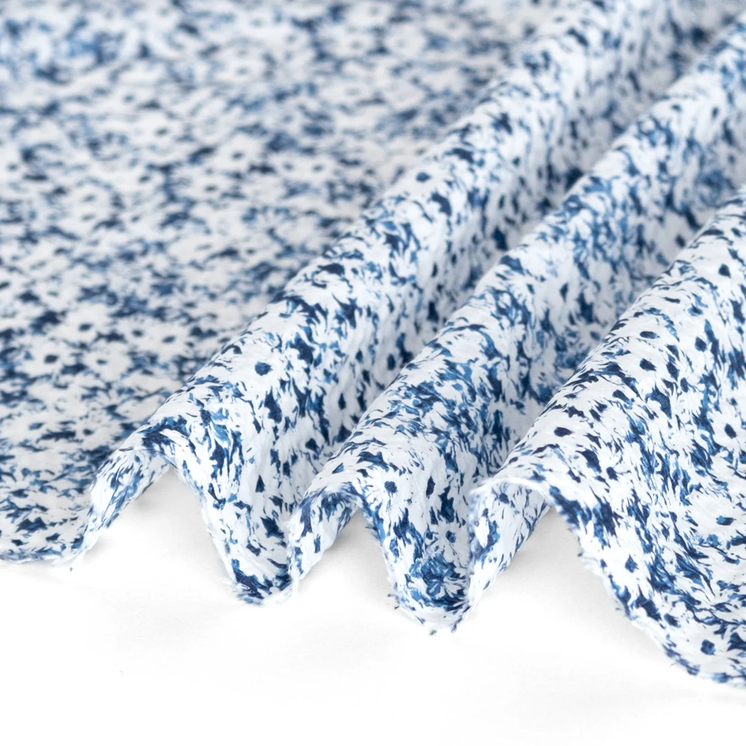 Meadow Crinkle Cotton - Sapphire/White - Image 2