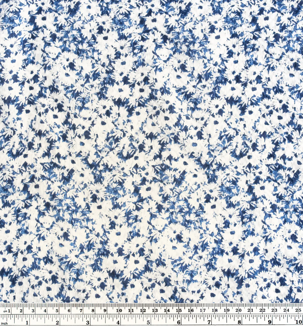 Meadow Crinkle Cotton - Sapphire/White - Image 4