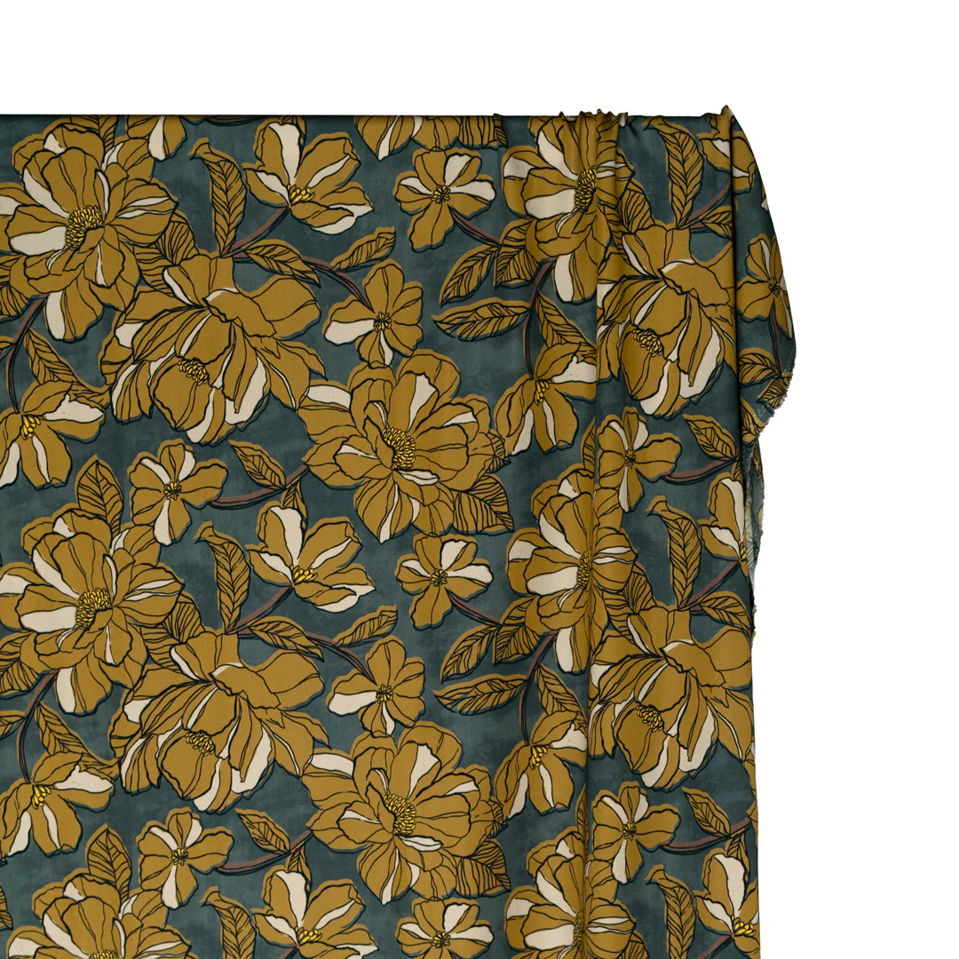 Meadow Impression Viscose Sateen - Pine/Antique Gold - Image 2