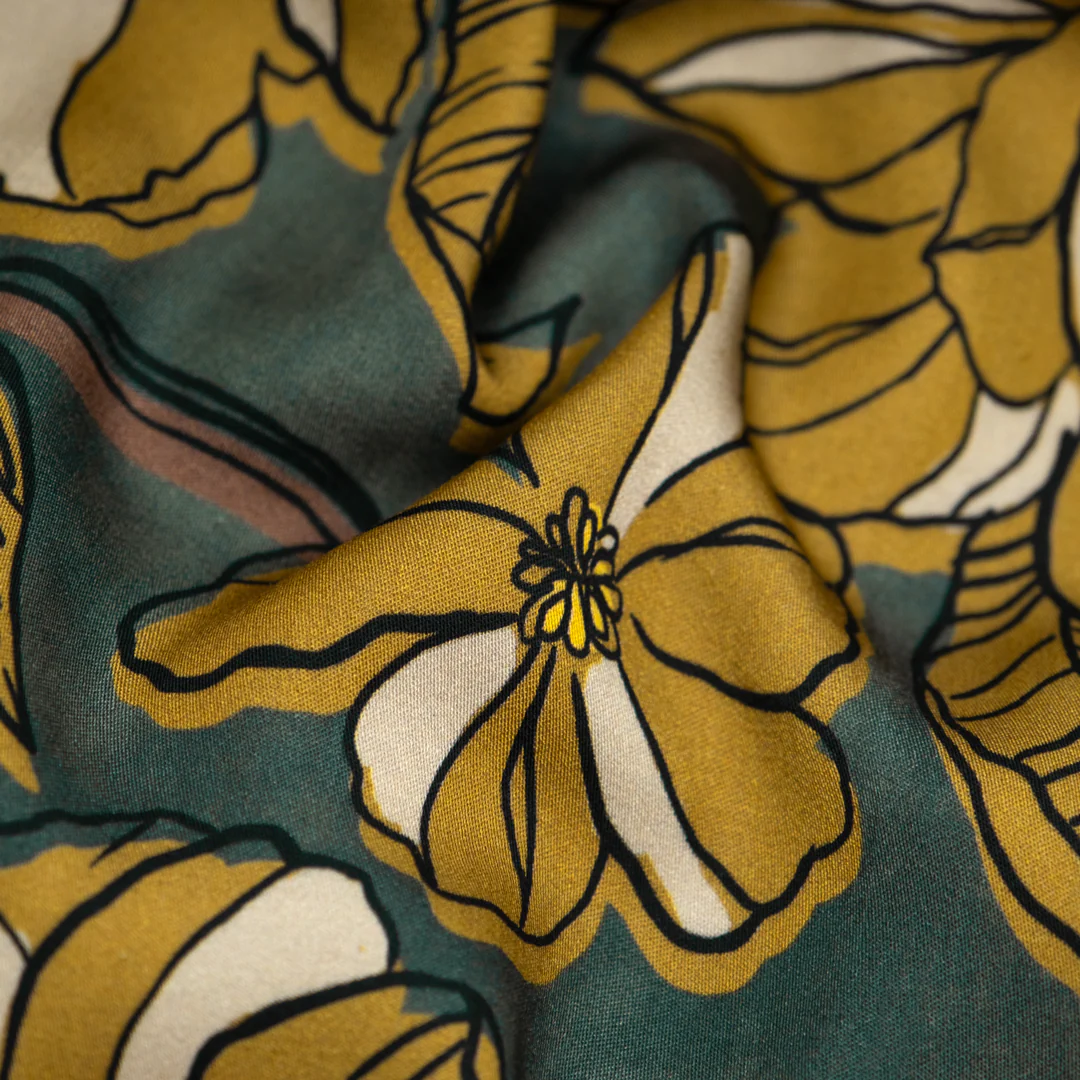 Meadow Impression Viscose Sateen - Pine/Antique Gold - Image 3
