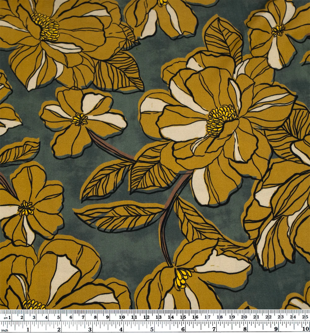 Meadow Impression Viscose Sateen - Pine/Antique Gold - Image 4