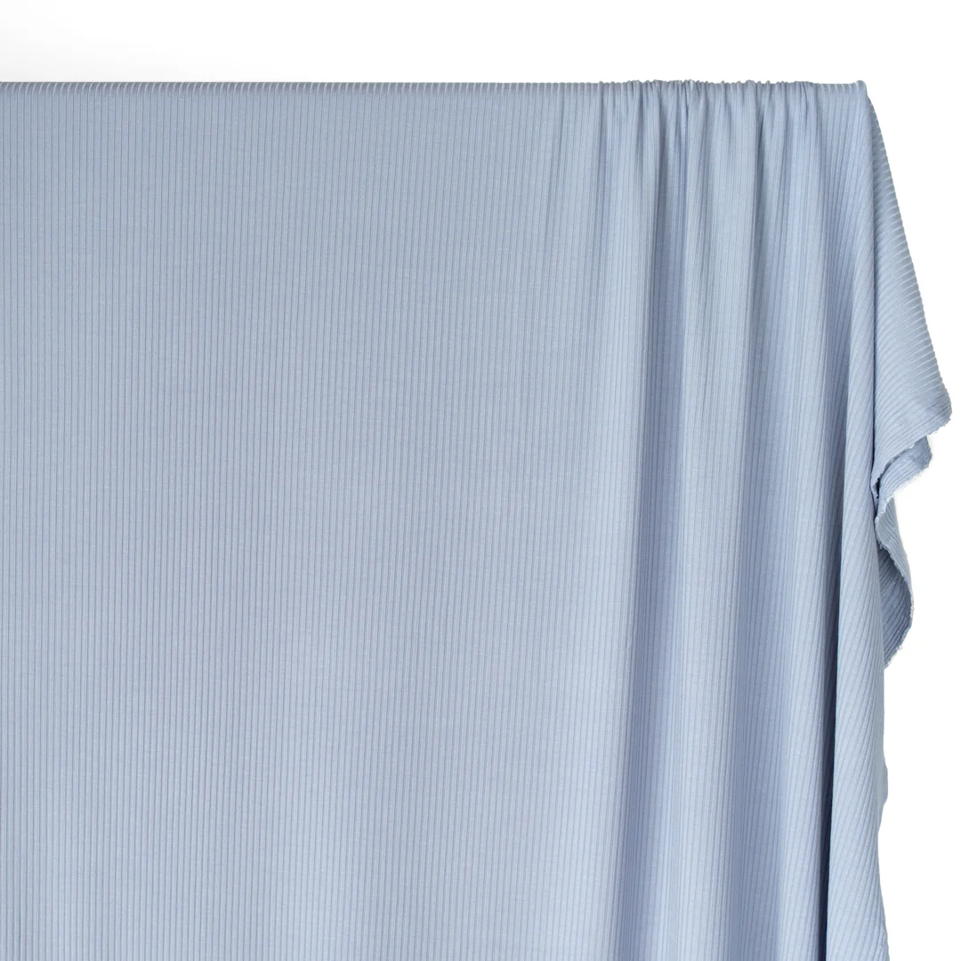 Medium Weight Bamboo Rib Knit - Baby Blue - Image 3