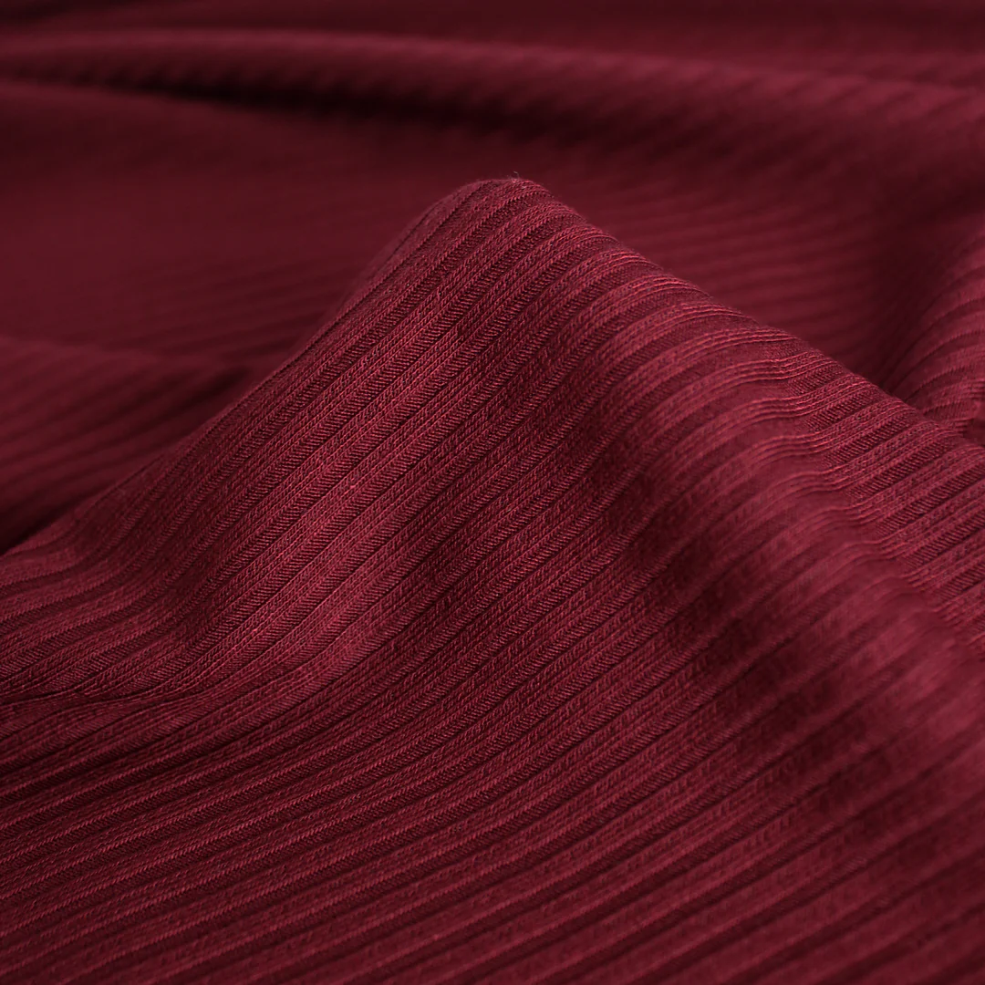 Medium Weight Bamboo Rib Knit - Burgundy