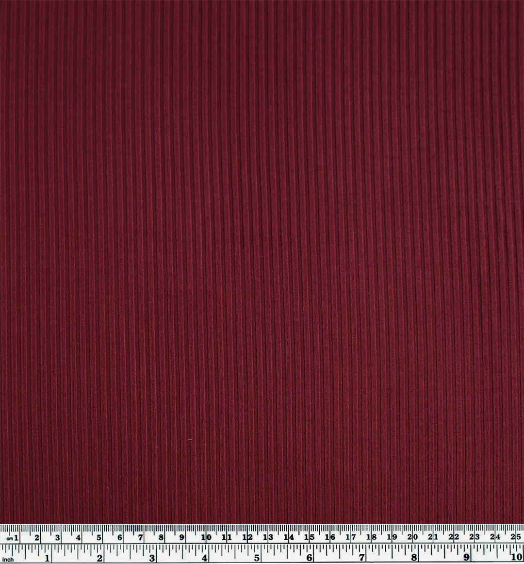 Medium Weight Bamboo Rib Knit - Burgundy - Image 3