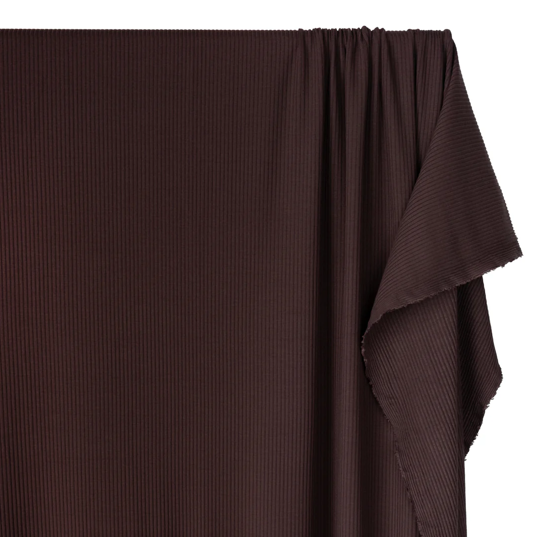 Medium Weight Bamboo Rib Knit - Dark Chocolate - Image 3