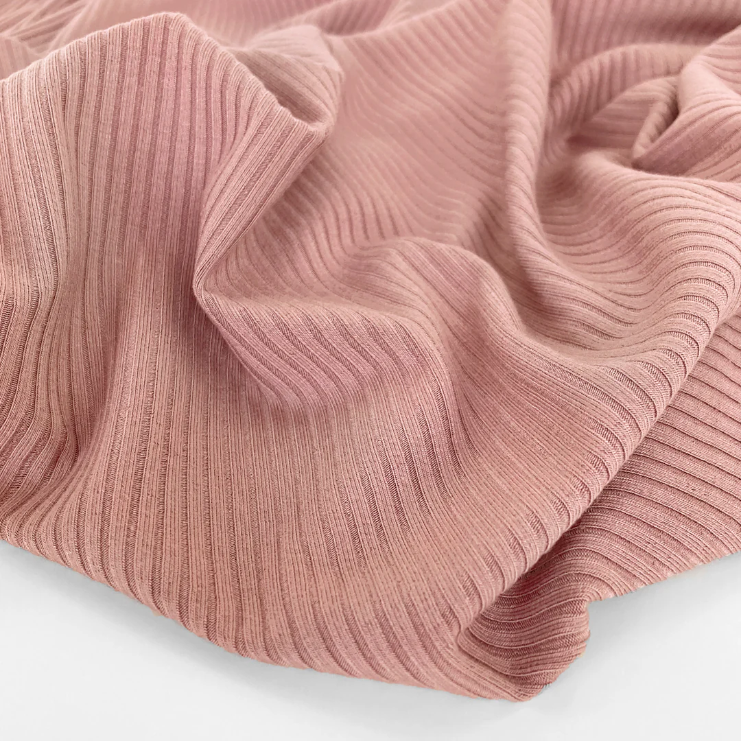 Medium Weight Bamboo Rib Knit - Dusty Petal - Image 3