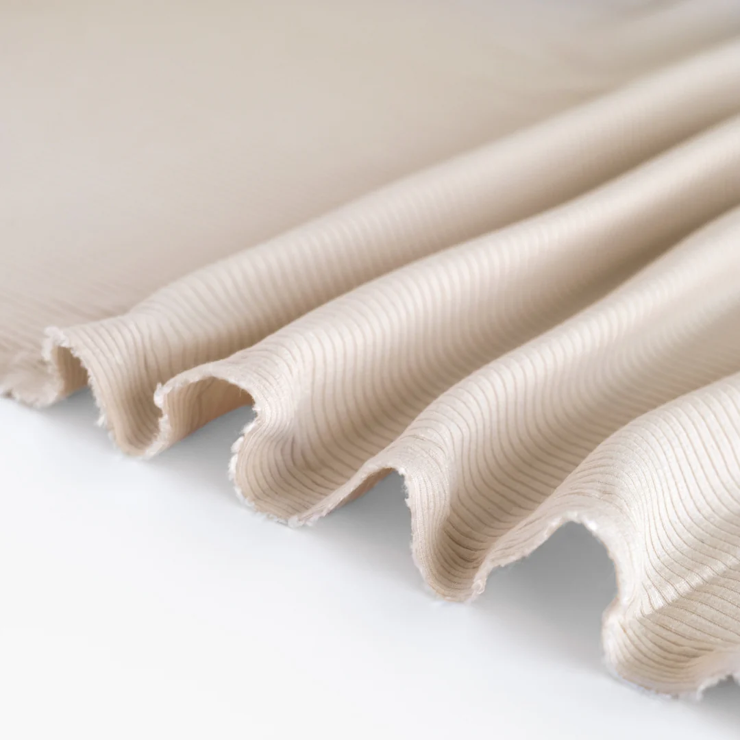 Medium Weight Bamboo Rib Knit - Ecru - Image 2