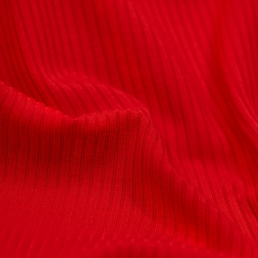 Medium Weight Bamboo Rib Knit - Fire Red