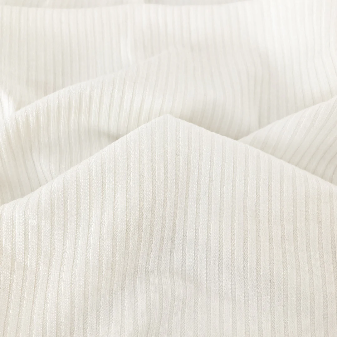 Medium Weight Bamboo Rib Knit - Ivory - Image 3