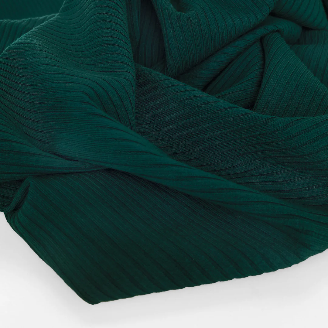 Medium Weight Bamboo Rib Knit - Peacock - Image 4