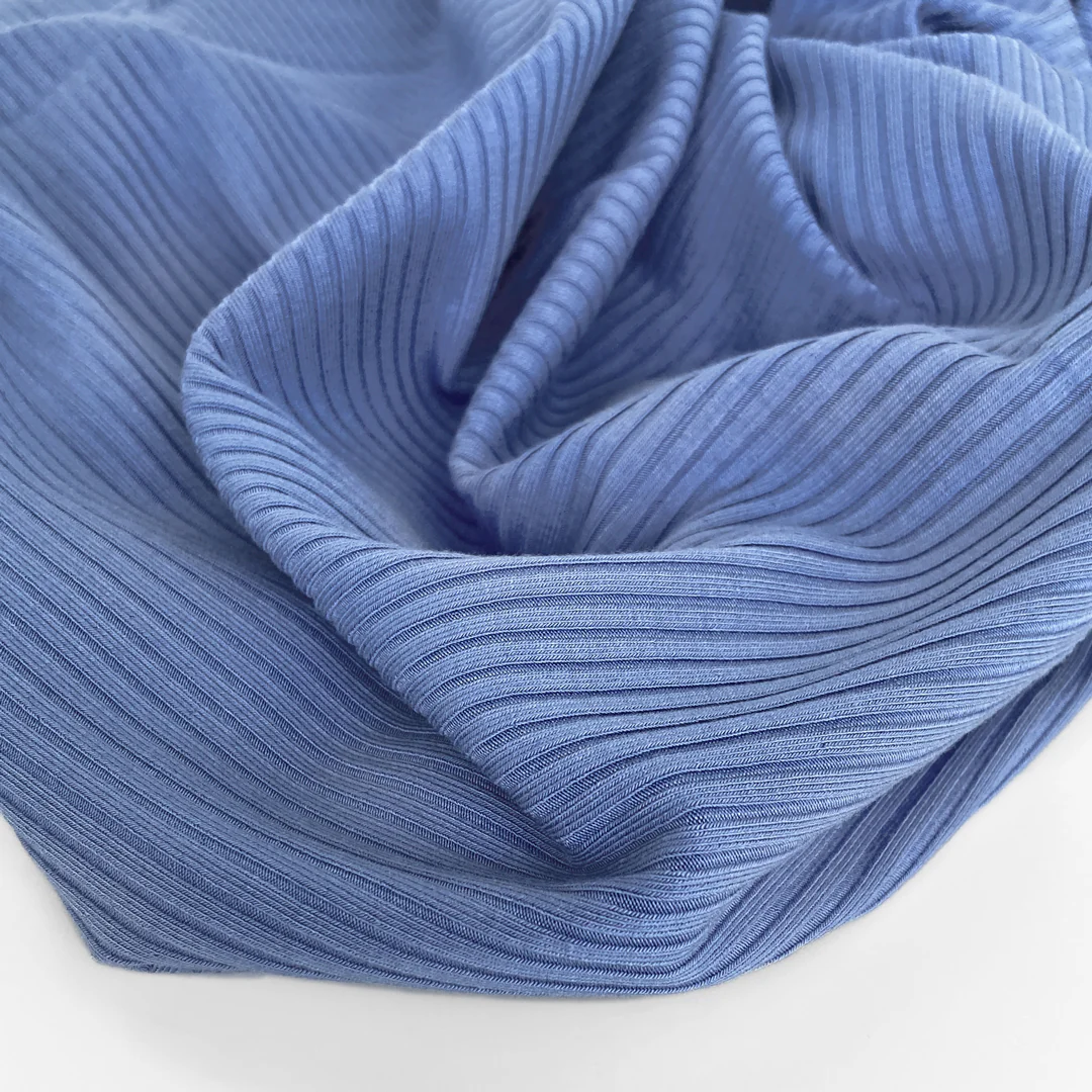Medium Weight Bamboo Rib Knit - Periwinkle - Image 3