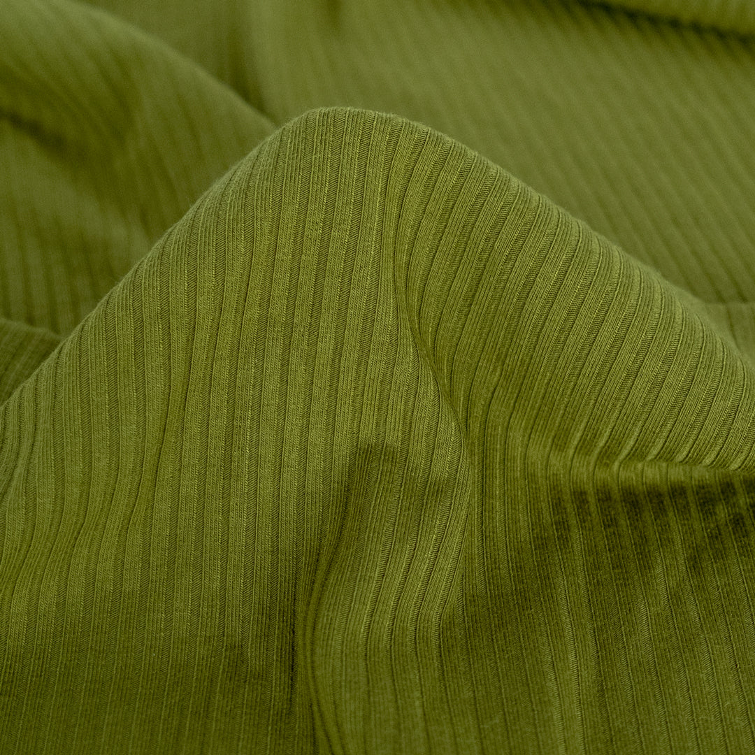 Medium Weight Bamboo Rib Knit - Pickle - Image 2
