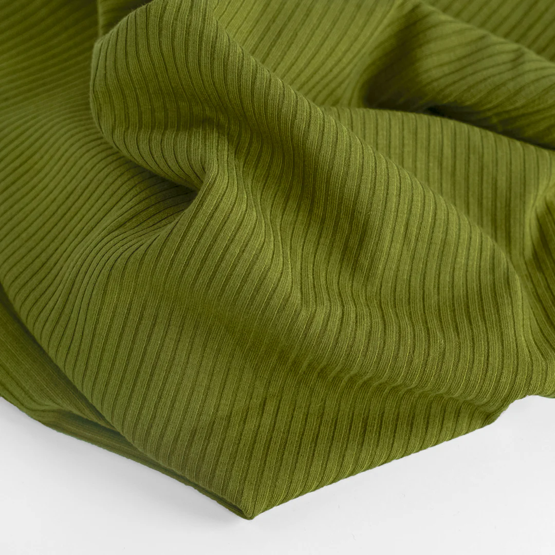 Medium Weight Bamboo Rib Knit - Pickle - Image 3
