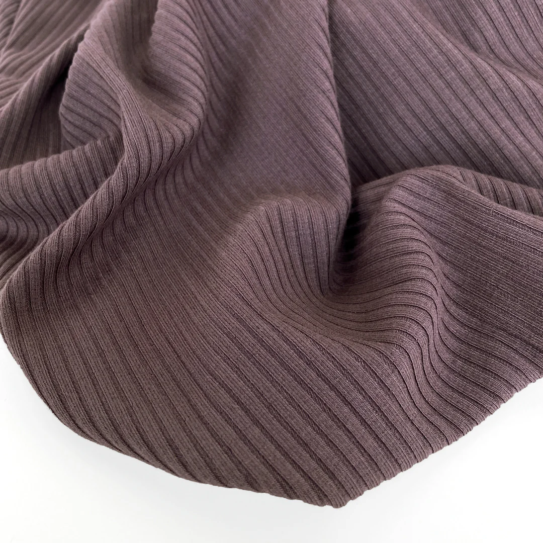 Medium Weight Bamboo Rib Knit - Raisin - Image 3