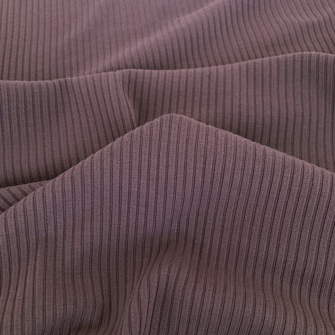Medium Weight Bamboo Rib Knit - Raisin - Image 4