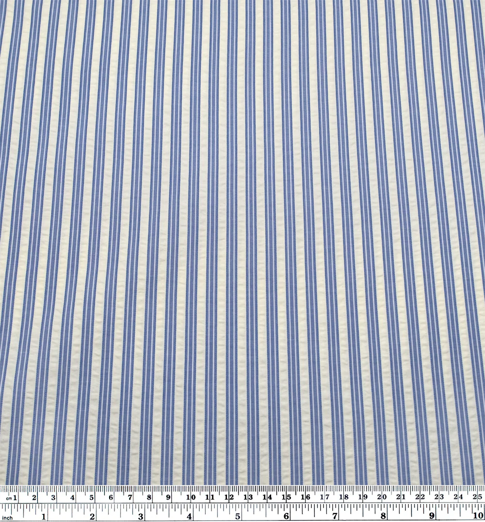 Medley Stripe Poly Cotton Seersucker - Cornflower - Image 3