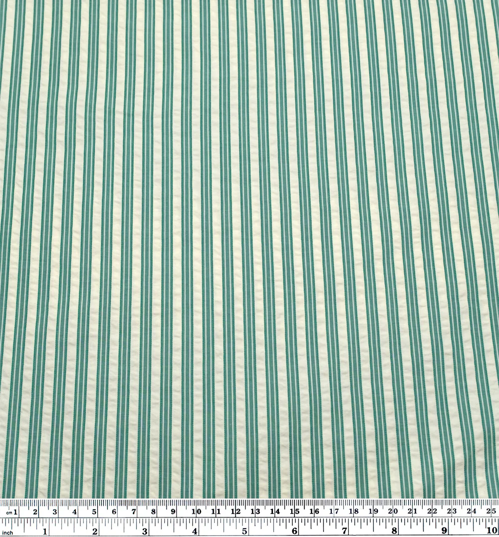 Medley Stripe Poly Cotton Seersucker - Viridian - Image 3