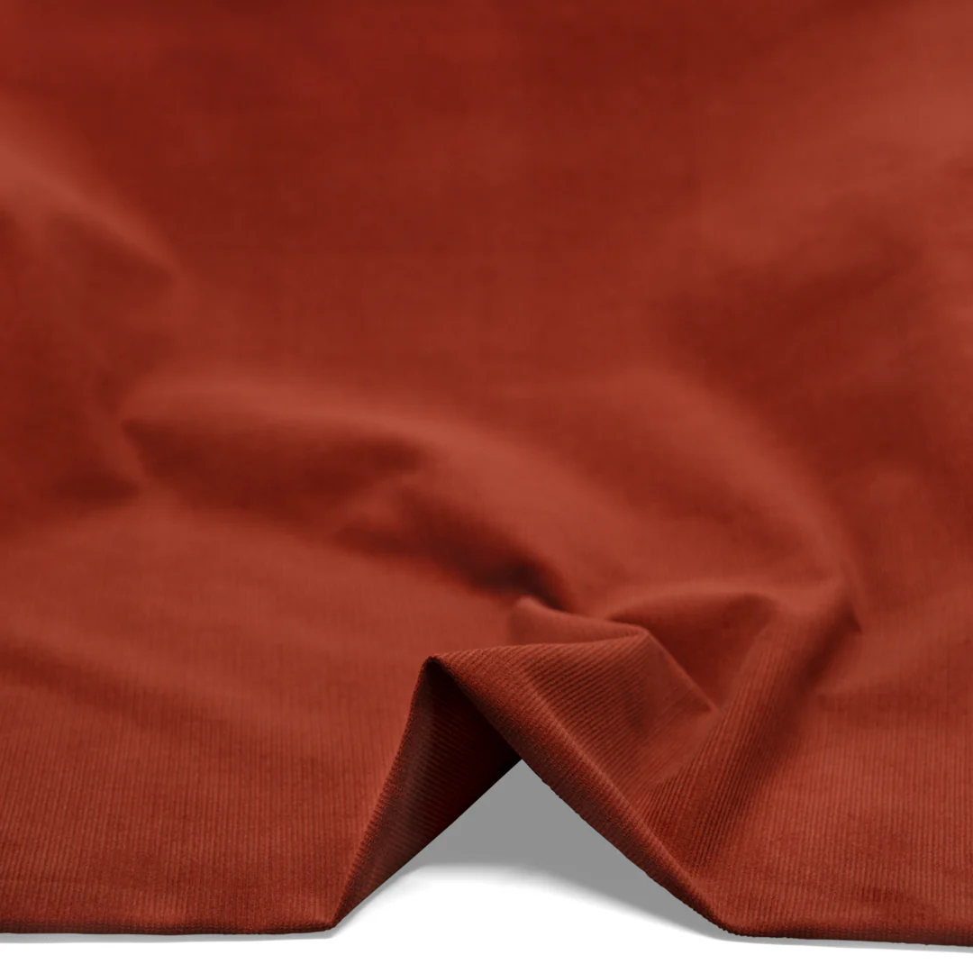 Micro Cotton Corduroy Shirting - Red Clay - Image 2