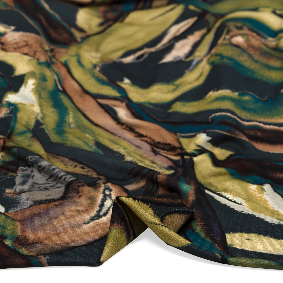 Midnight Jungle LENZING™ ECOVERO™ Jersey - Graphite/Avocado/Teal