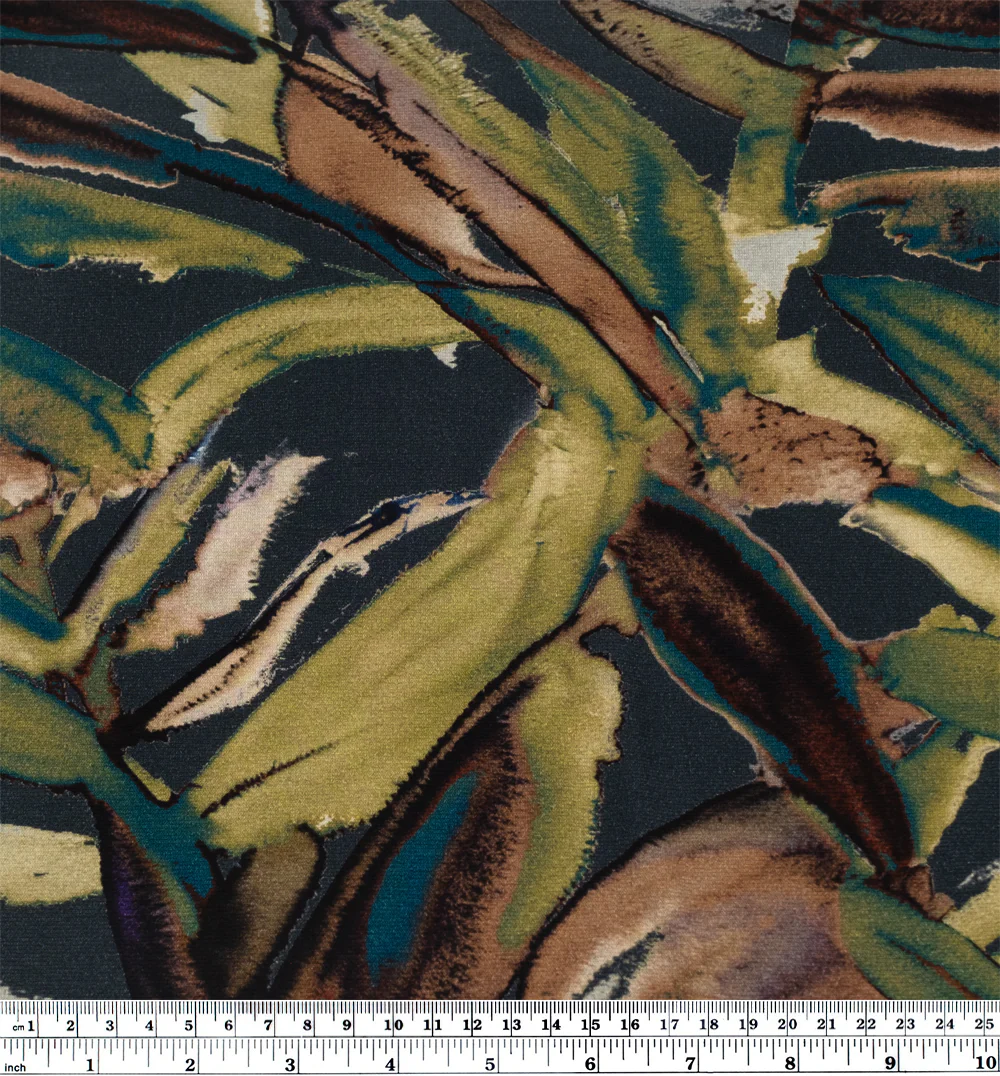 Midnight Jungle LENZING™ ECOVERO™ Jersey - Graphite/Avocado/Teal - Image 4