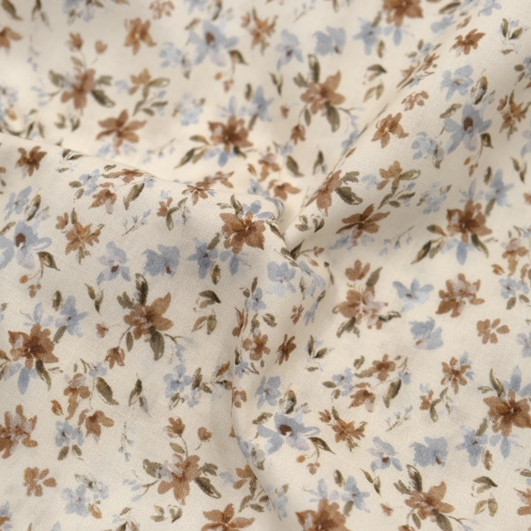 Milk & Honey Printed Cotton Lawn - Cream/Mushroom/Glacier