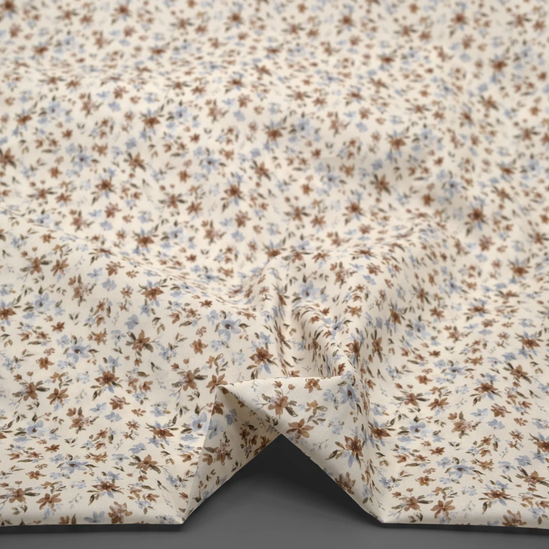 Milk & Honey Printed Cotton Lawn - Cream/Mushroom/Glacier - Image 2