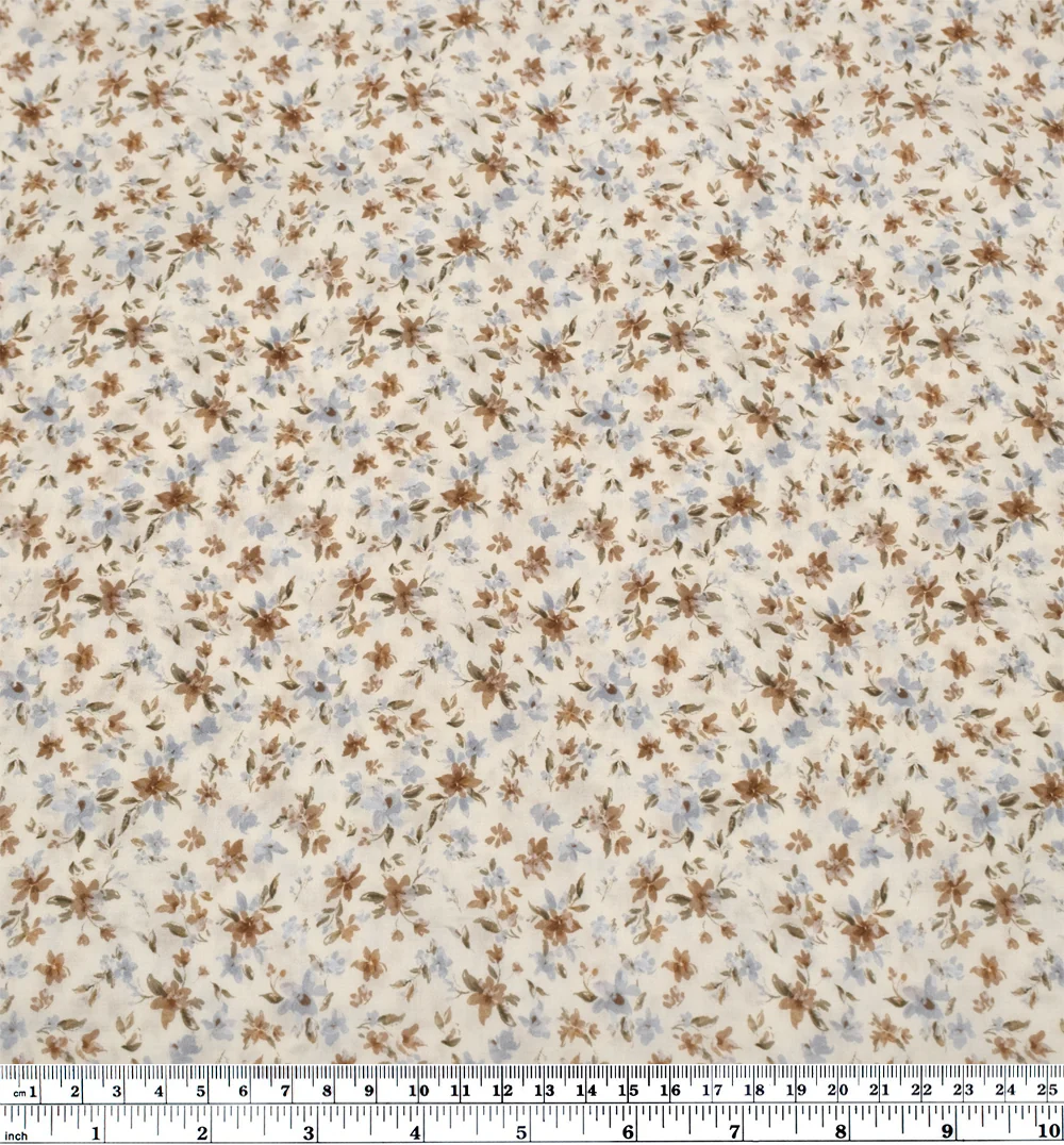 Milk & Honey Printed Cotton Lawn - Cream/Mushroom/Glacier - Image 3