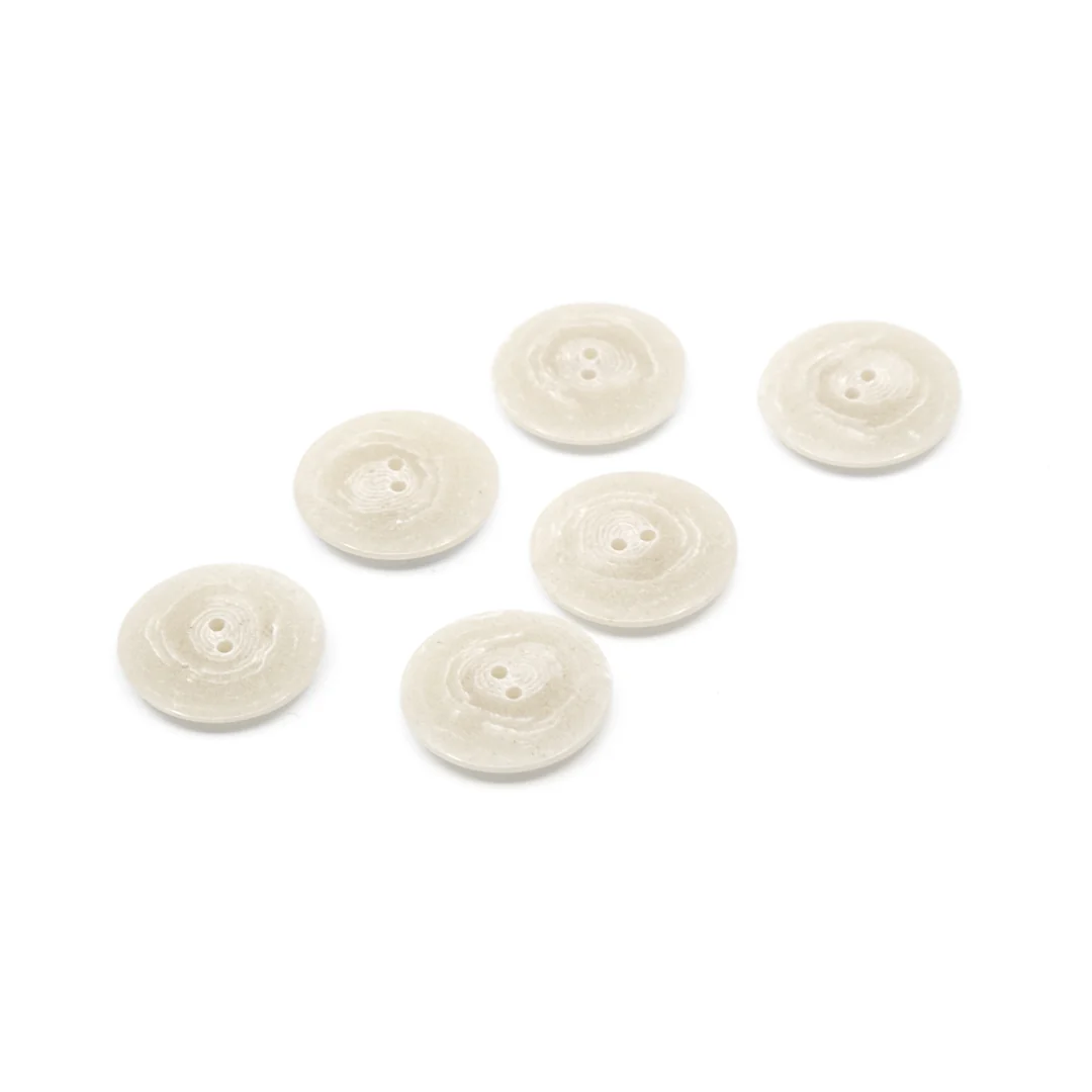 Milky Quartz 25mm Recycled Polyester Buttons - Set of 6