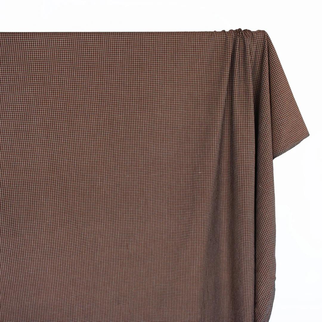 Mini Check Lightweight Handwoven Cotton - Cocoa - Image 3