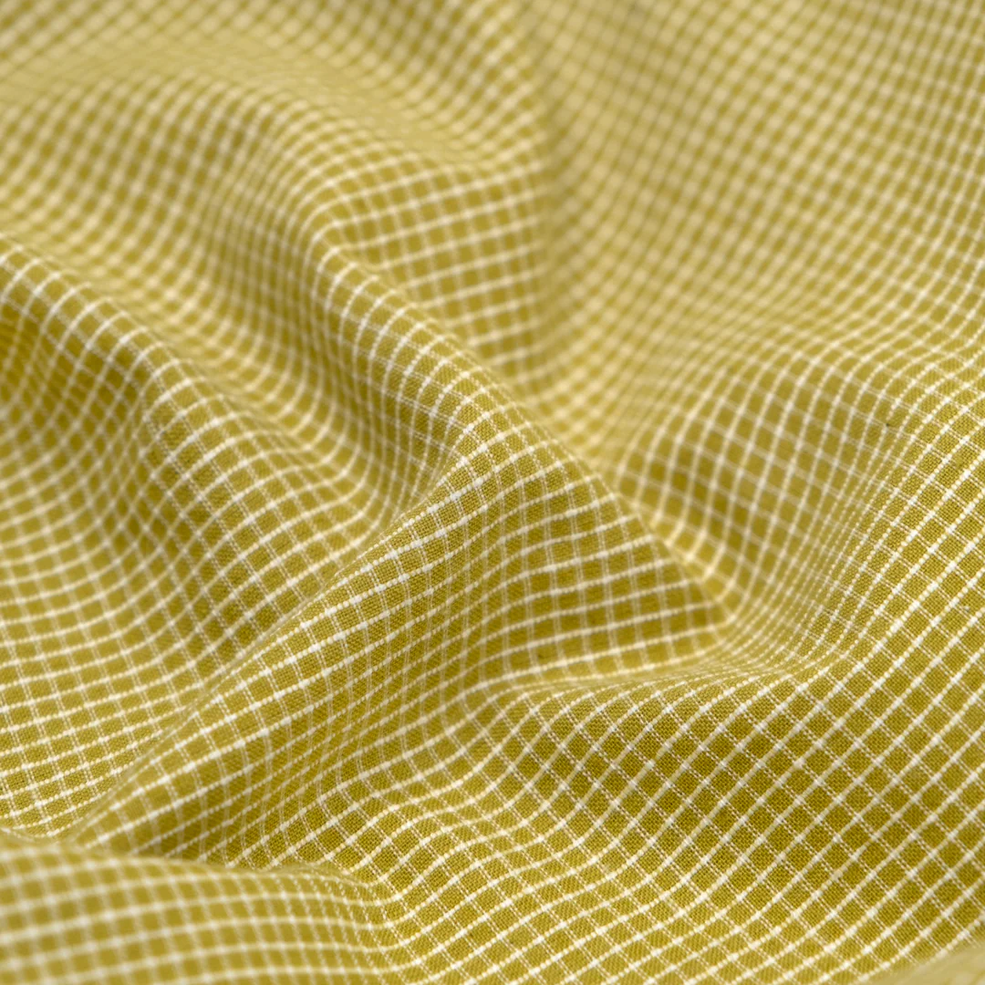 Mini Check Lightweight Handwoven Cotton - Lemongrass