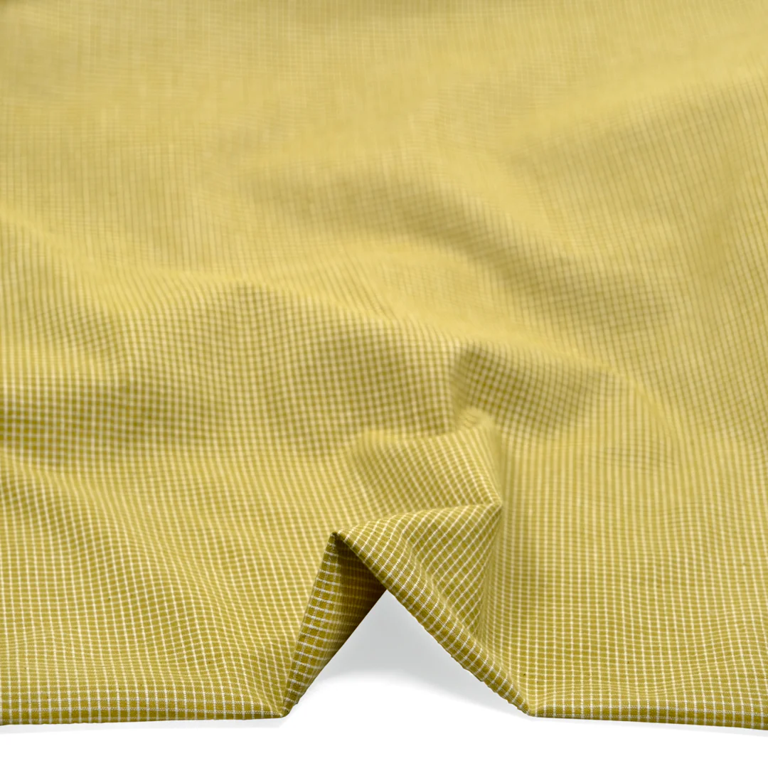 Mini Check Lightweight Handwoven Cotton - Lemongrass - Image 2