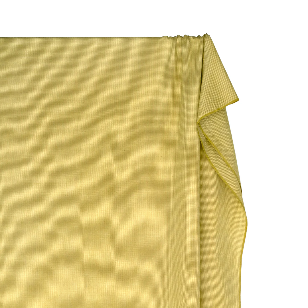 Mini Check Lightweight Handwoven Cotton - Lemongrass - Image 3