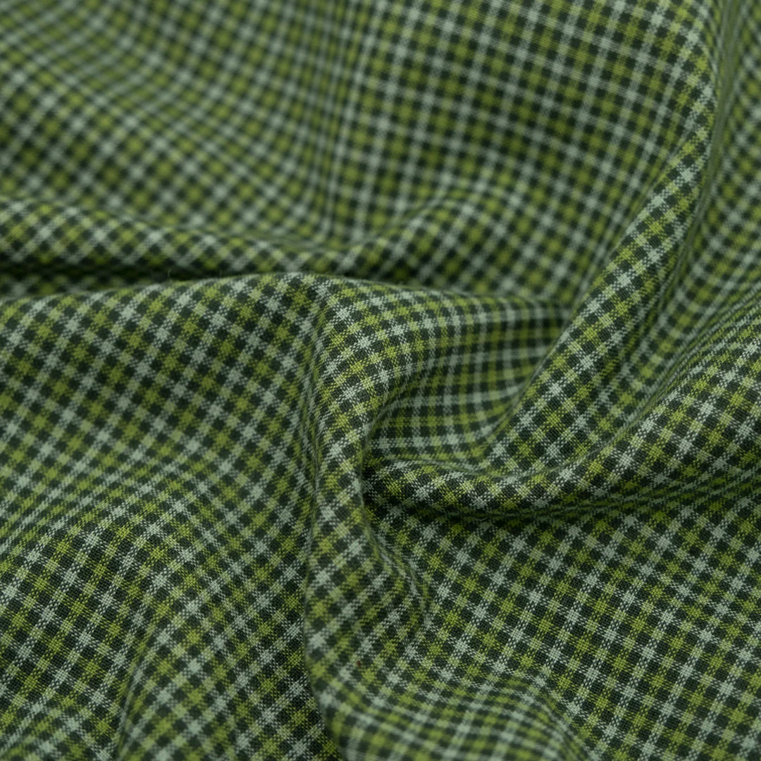 Mini Gingham Lightweight Handwoven Cotton - Forest/Pickle