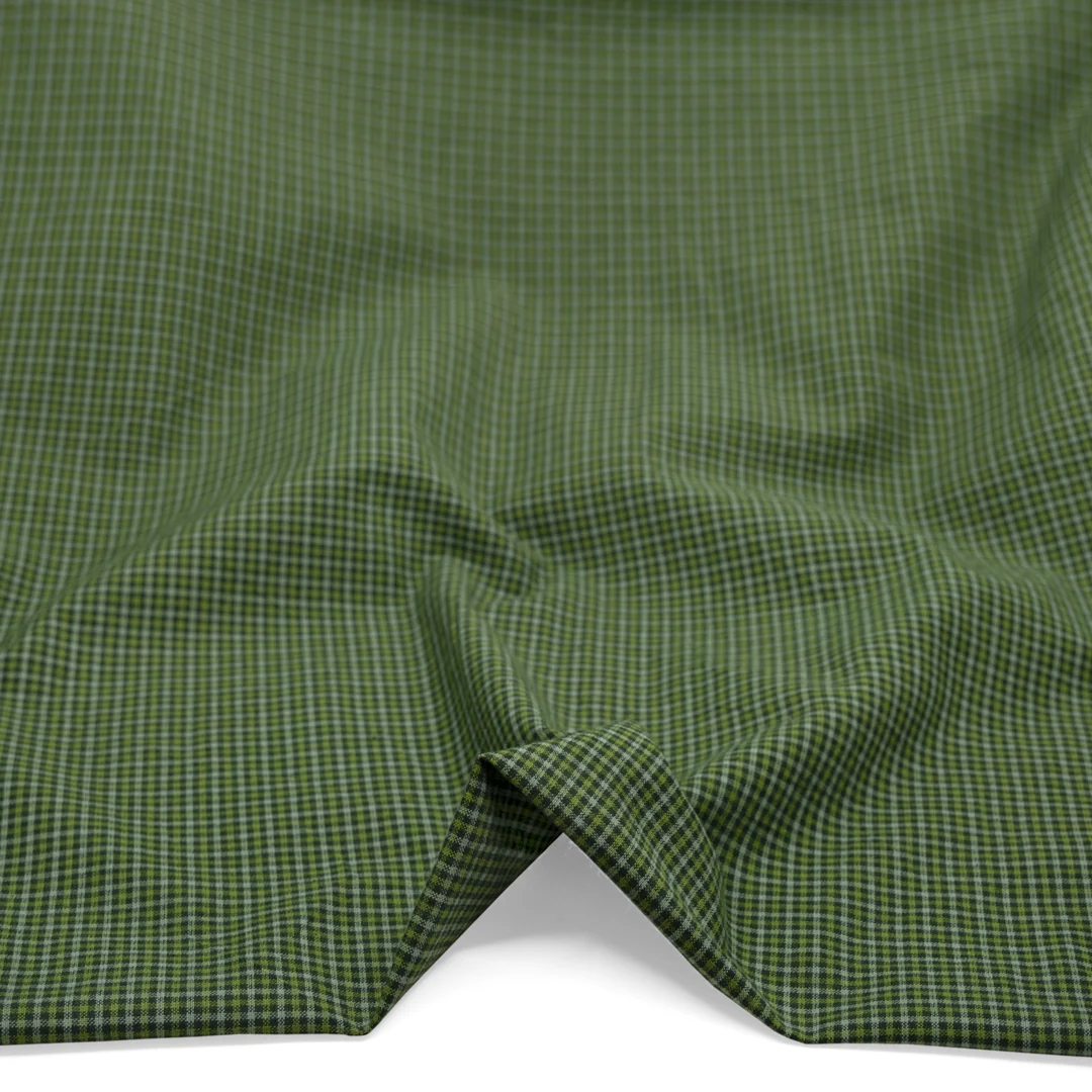 Mini Gingham Lightweight Handwoven Cotton - Forest/Pickle - Image 2