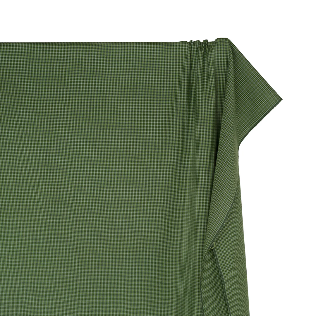 Mini Gingham Lightweight Handwoven Cotton - Forest/Pickle - Image 4