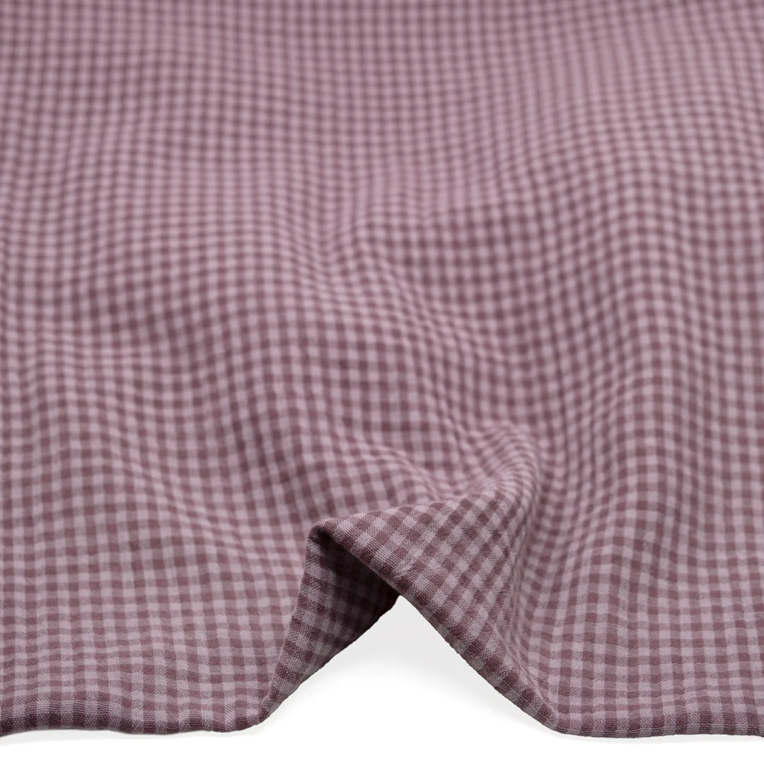 Mini Gingham Organic Cotton Double Gauze - Dusty Lilac - Image 2