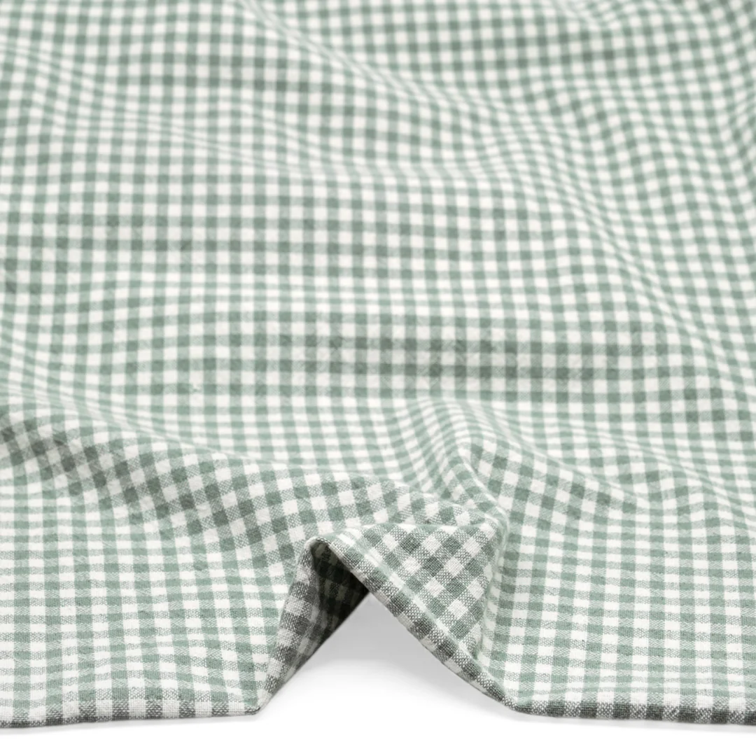 Mini Gingham Rustic Organic Cotton - Celadon - Image 2