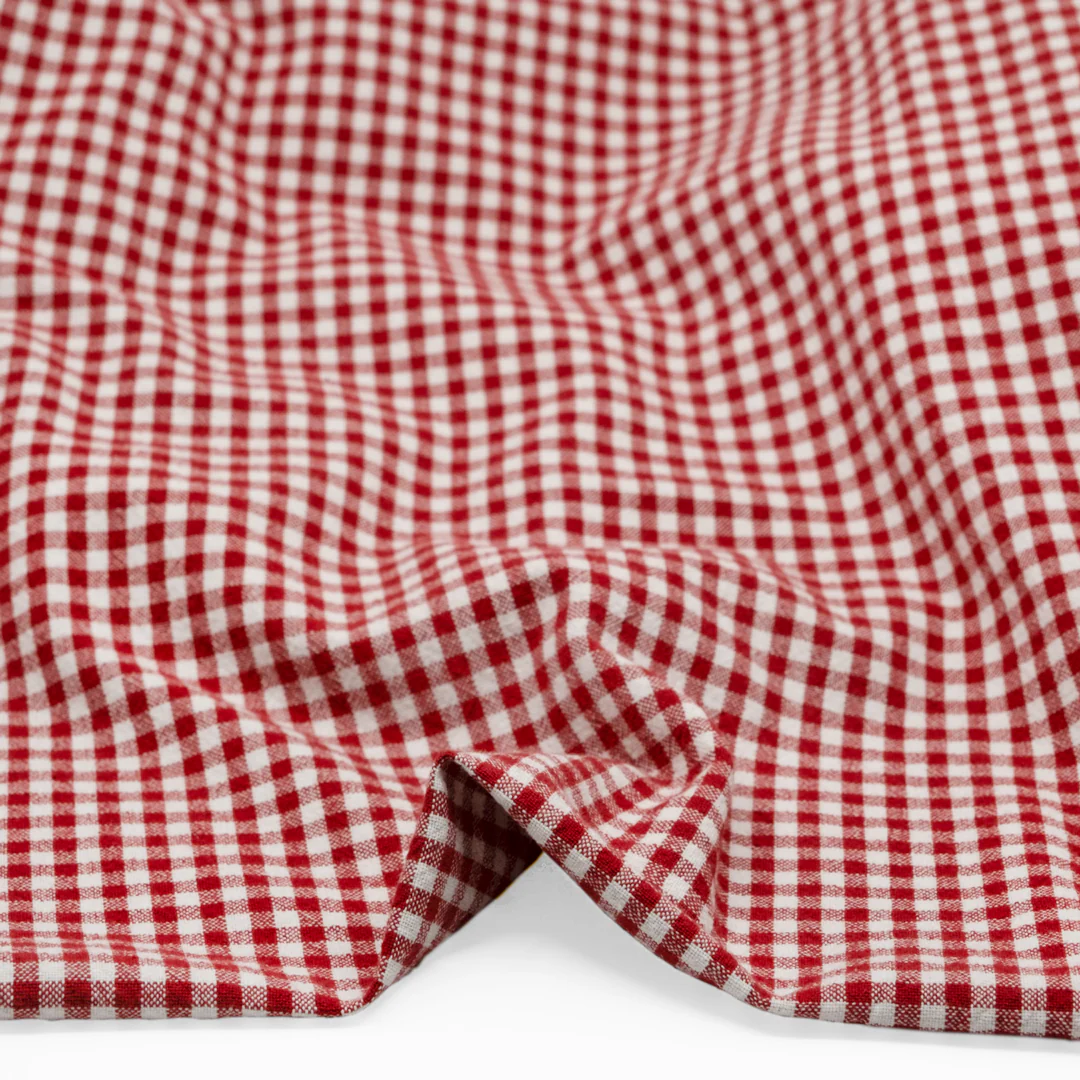 Mini Gingham Rustic Organic Cotton - Classic Red - Image 2