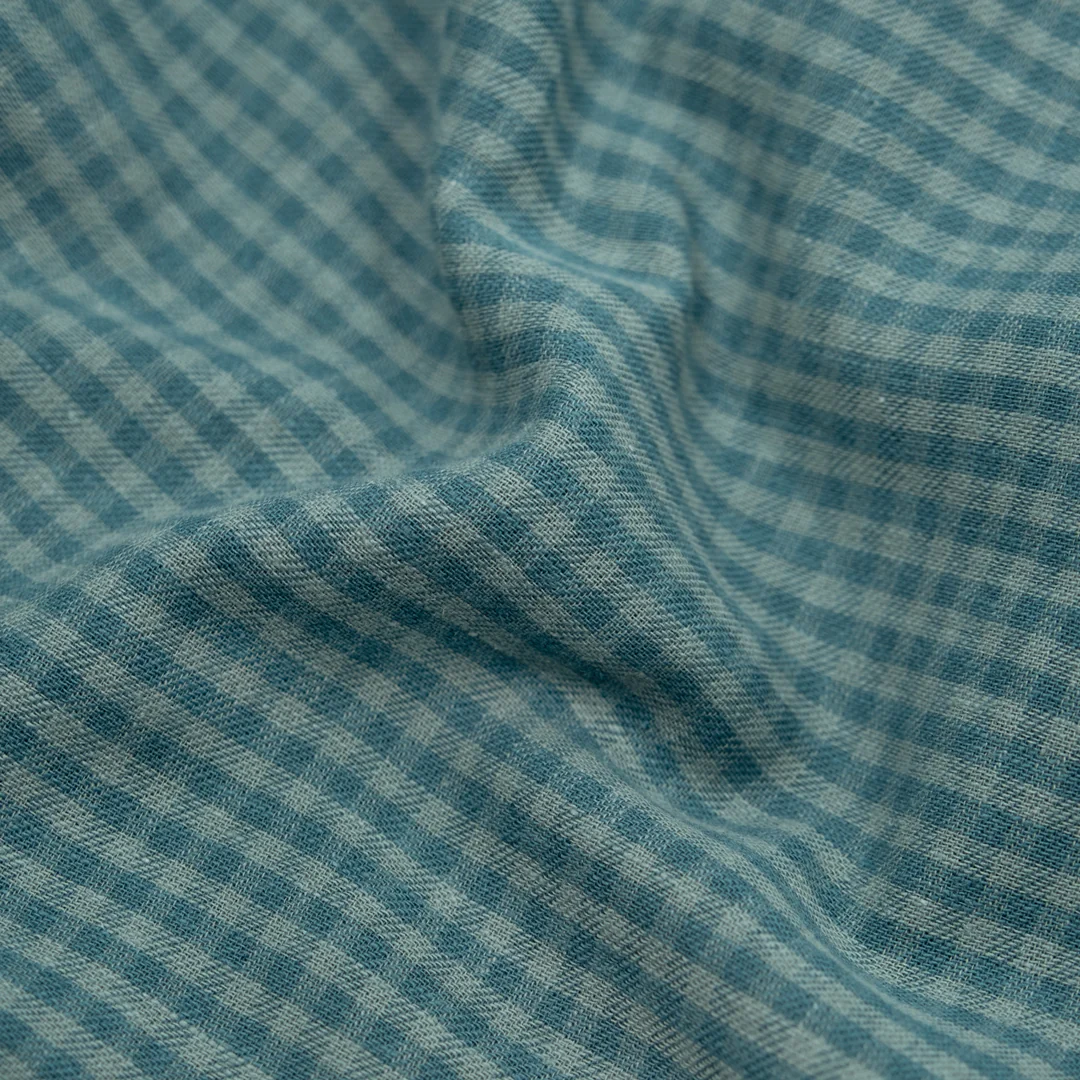 Mini Gingham Yarn Dyed Cotton Linen - Celadon/Lake