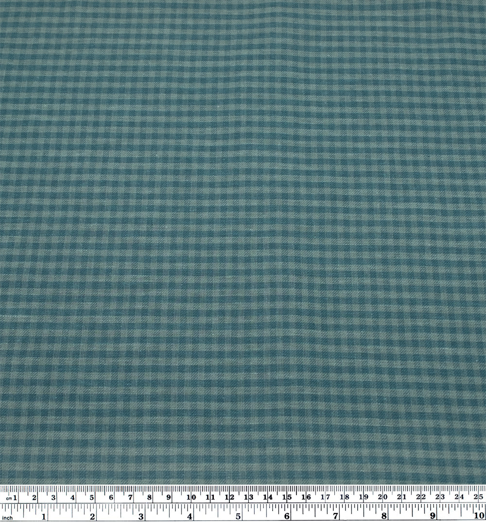 Mini Gingham Yarn Dyed Cotton Linen - Celadon/Lake - Image 4