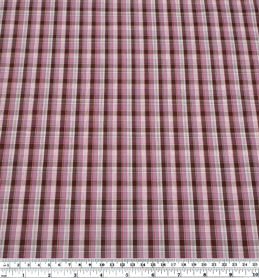 Mini Plaid Cotton Shirting - Thistle/Cabernet - Image 3
