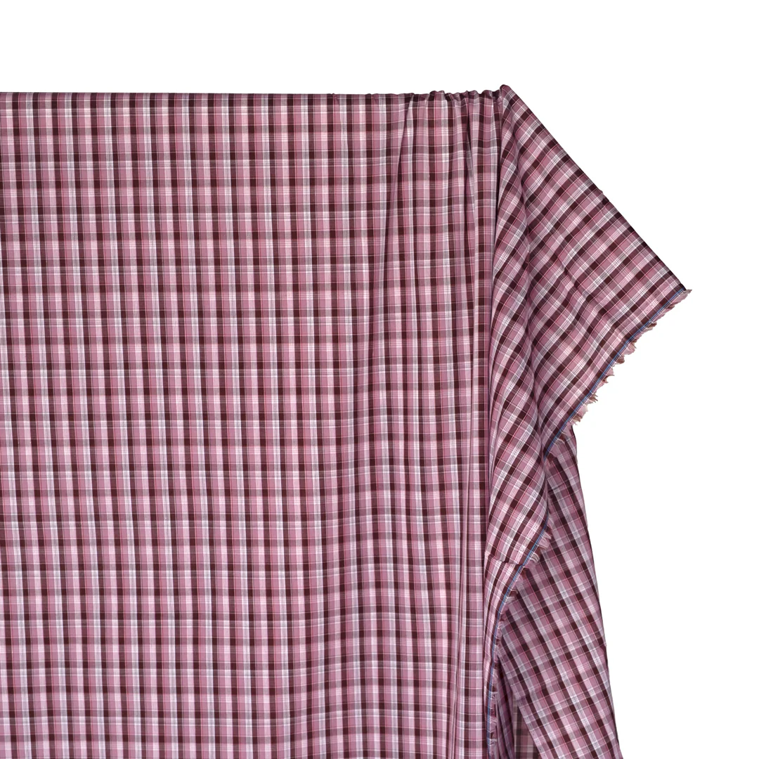 Mini Plaid Cotton Shirting - Thistle/Cabernet - Image 4
