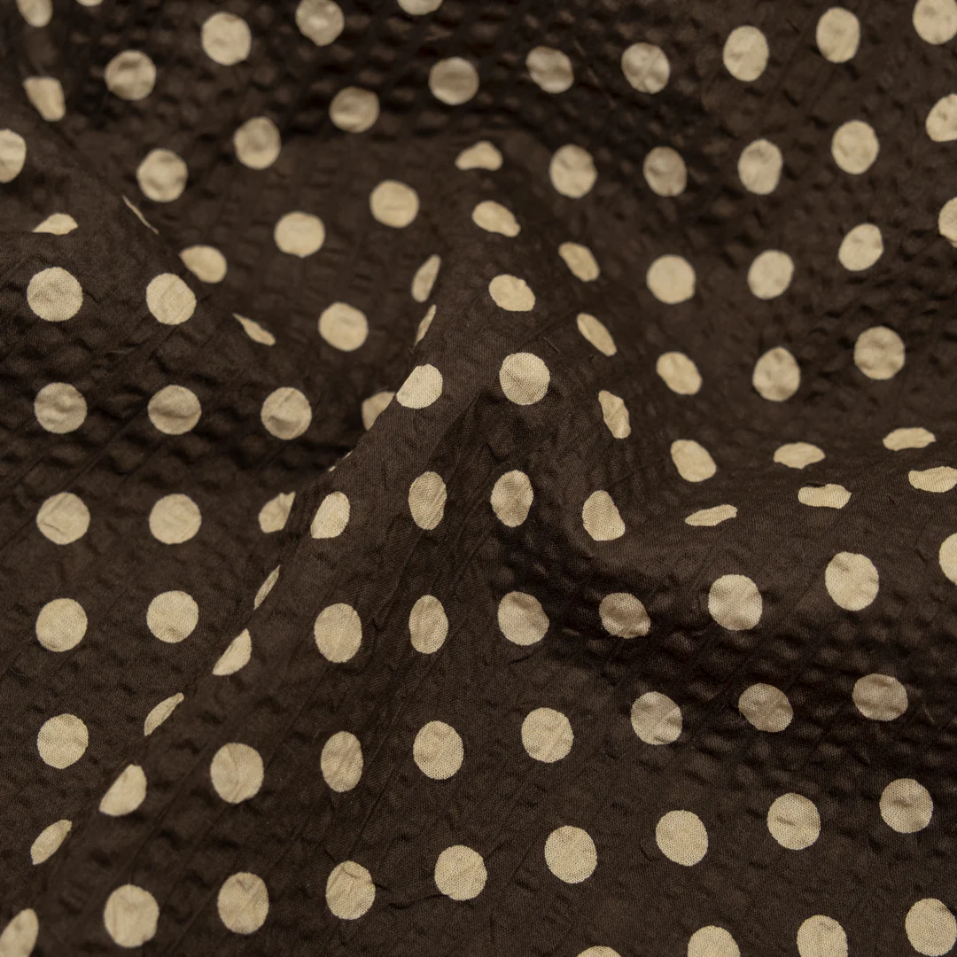 Mini Polka Dot Crinkle Cotton - Fudge/Cashew